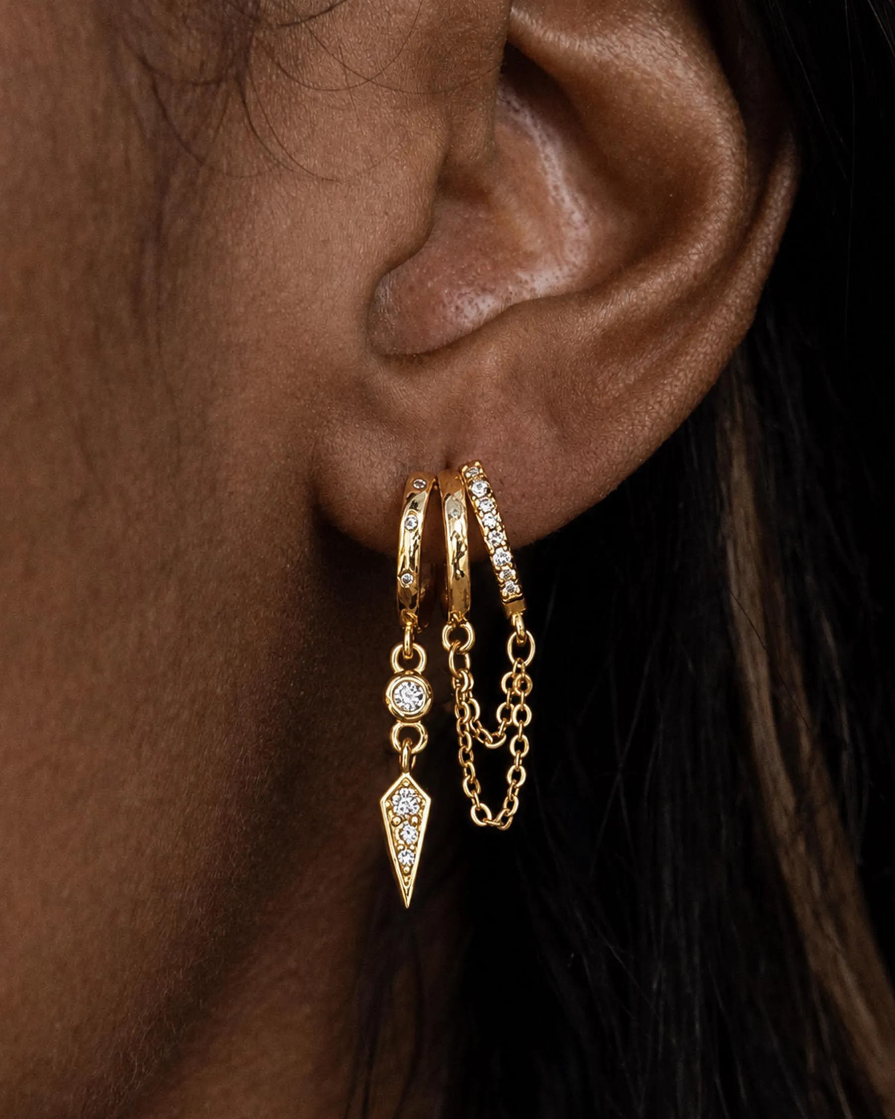 HANLI Orecchini Cerchio Pendenti Donna Oro Placcato 14K e Zirconi Cubici Anallergici Leggeri Trendy Gioielli di Moda per le Donne - immagine 2