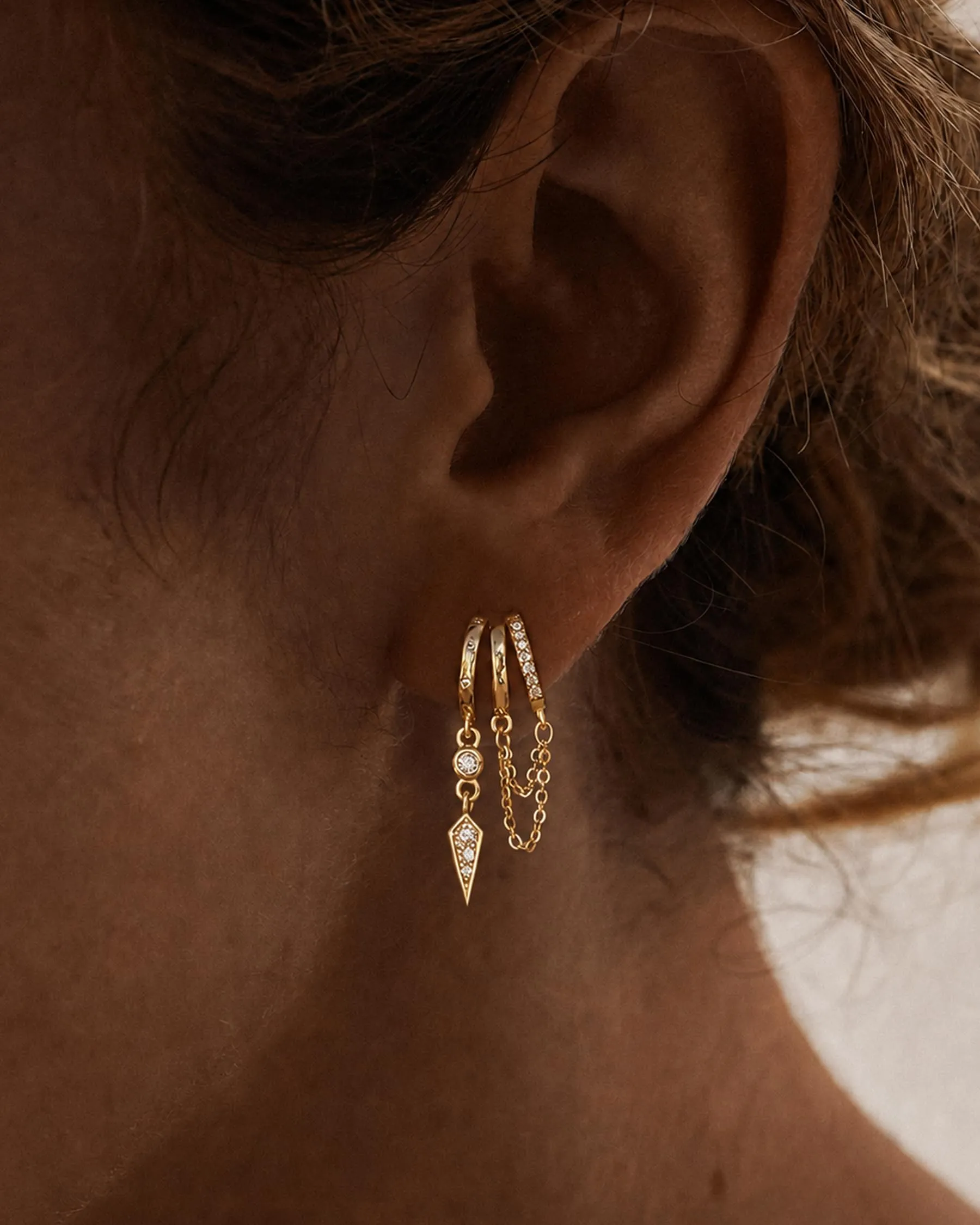HANLI Orecchini Cerchio Pendenti Donna Oro Placcato 14K e Zirconi Cubici Anallergici Leggeri Trendy Gioielli di Moda per le Donne - immagine 5