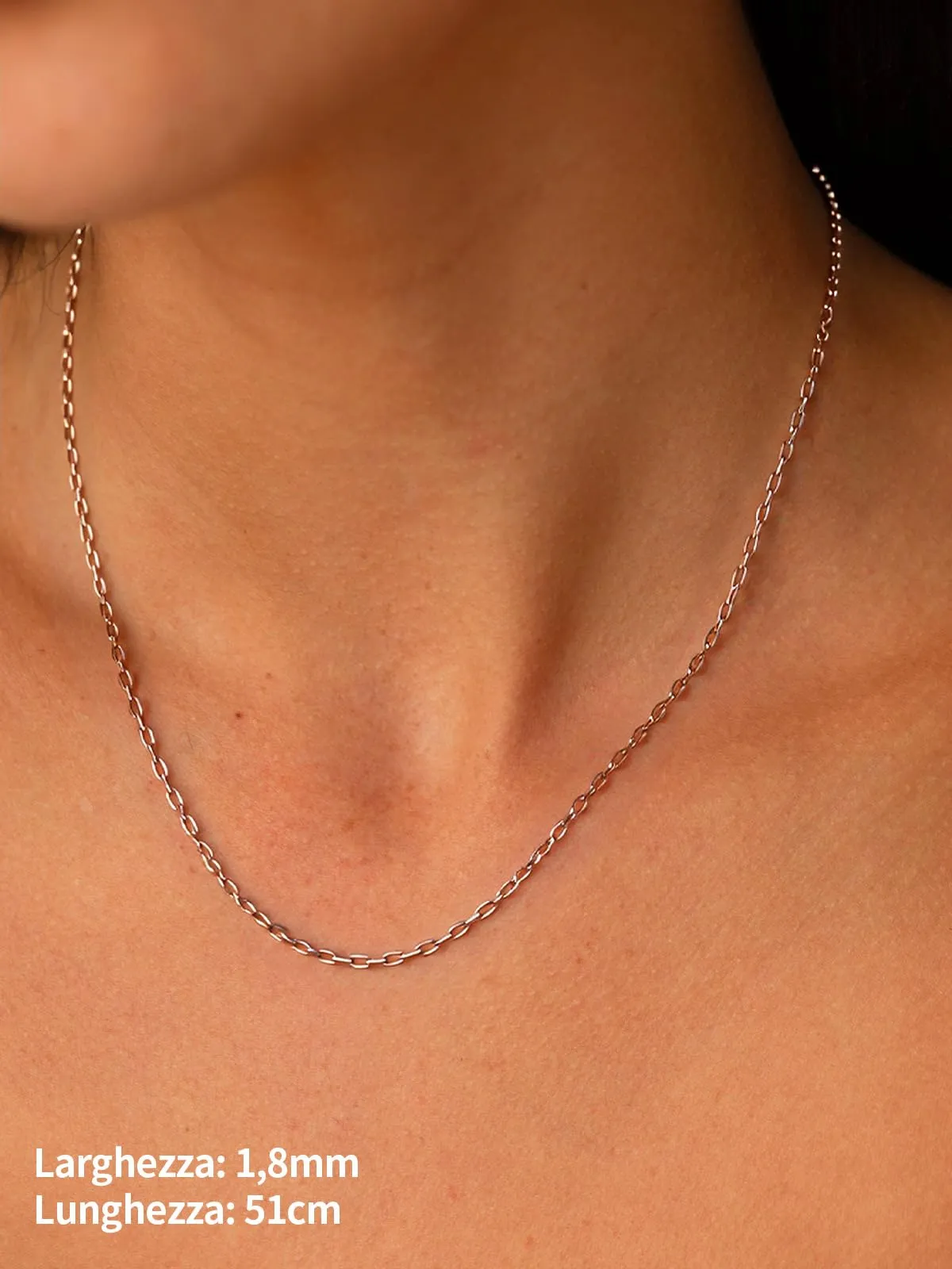 U7 Catenina Donna Oro Rosa Acciaio Inox a Graffetta da 1,8 mm, lungh.41+5cm - immagine 2