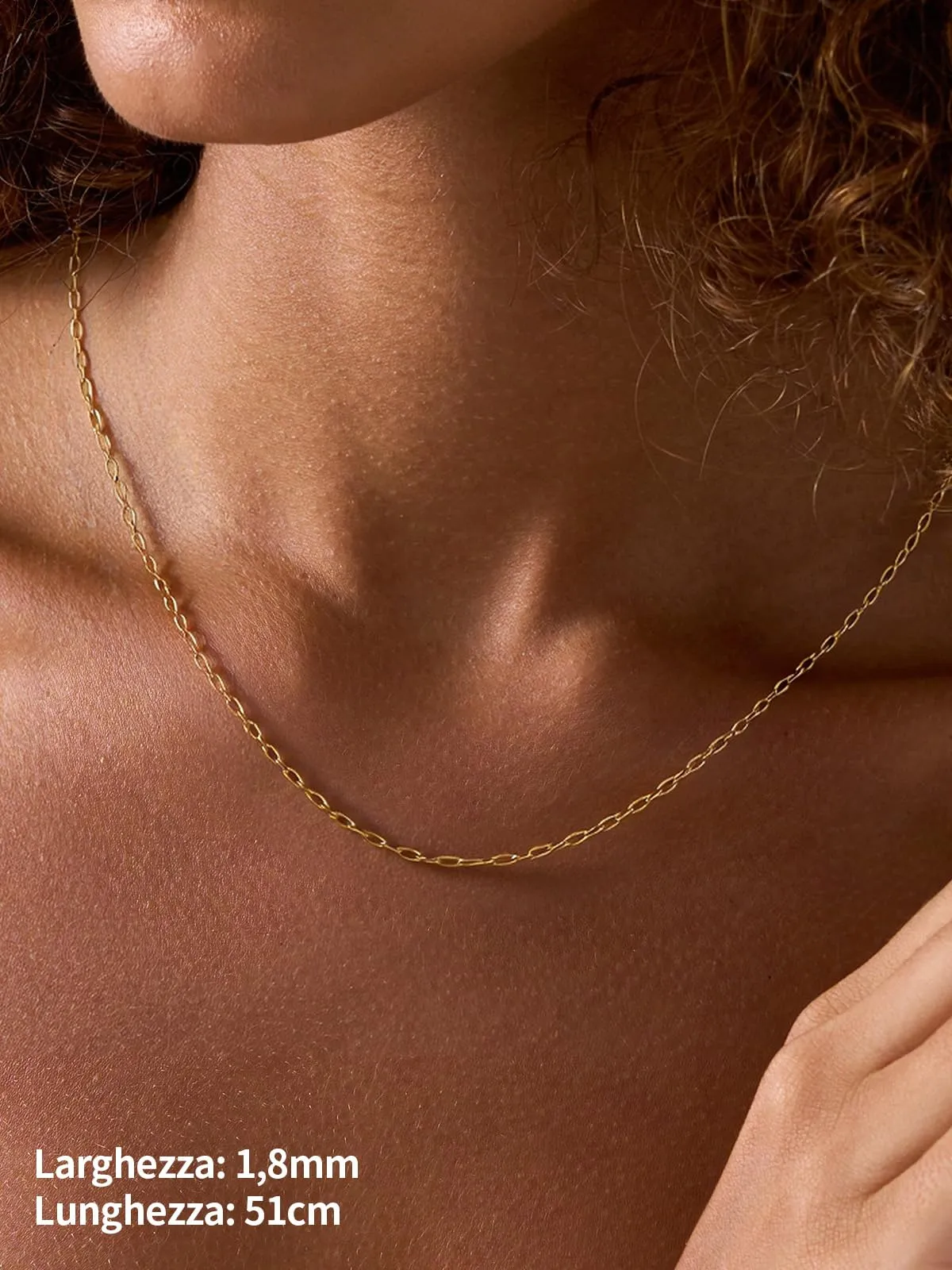 U7 Catenina Donna Oro Acciaio Inox a Graffetta da 1,8 mm, lungh.51+5cm - immagine 2