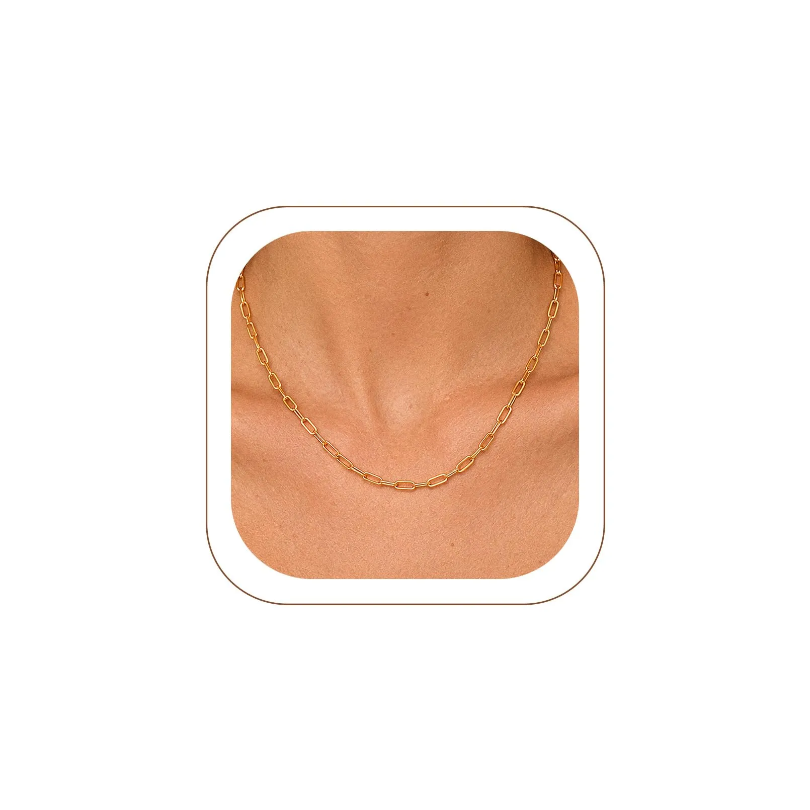 U7 Catenina Donna Oro Acciaio Inox a Graffetta da 3,4 mm, lungh.55+5cm - immagine 1