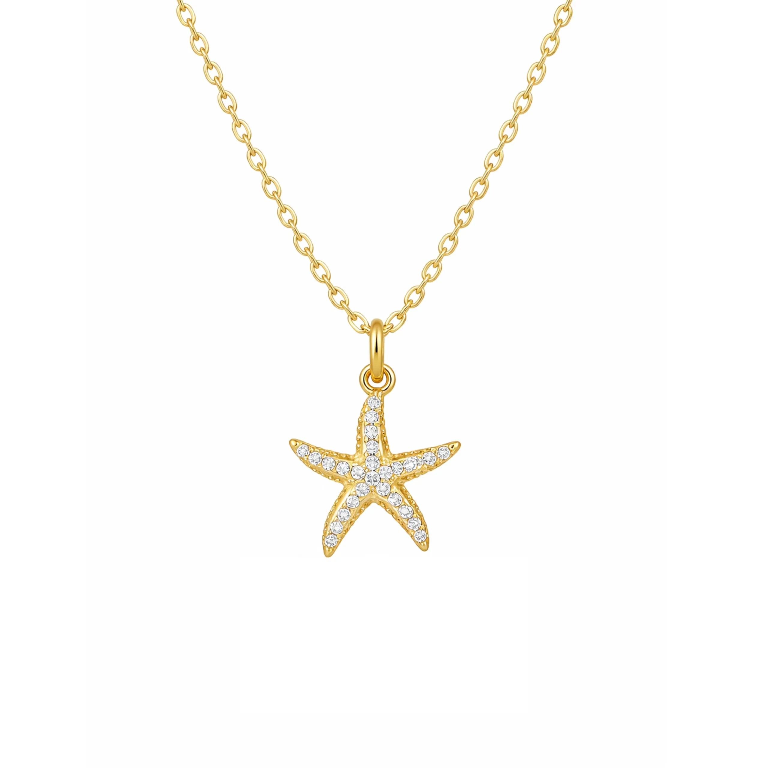 MAPIMANIA Collana Donna Ciondolo Stella Marina Strass in Acciaio Inox Oro - immagine 1