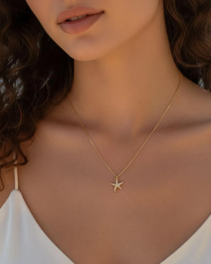 MAPIMANIA Collana Donna Ciondolo Stella Marina Strass in Acciaio Inox Oro - immagine 5