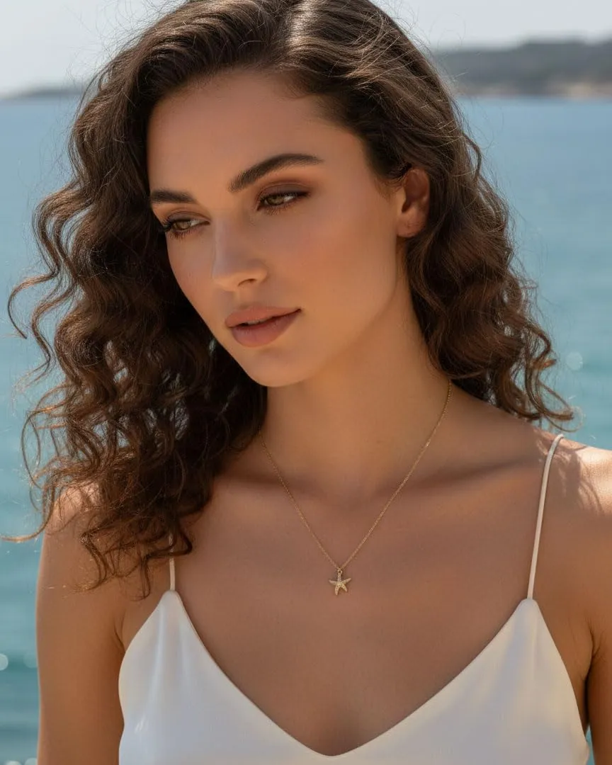 MAPIMANIA Collana Donna Ciondolo Stella Marina Strass in Acciaio Inox Oro - immagine 6