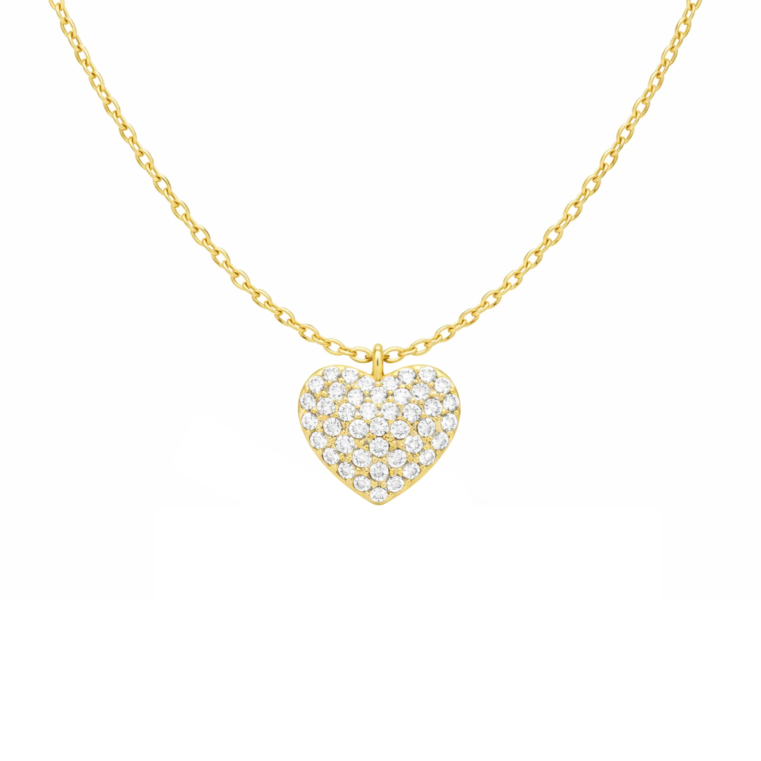 Collana Donna Ciondolo Cuore con Strass in Acciaio Inox Oro, Idea Regalo - immagine 1