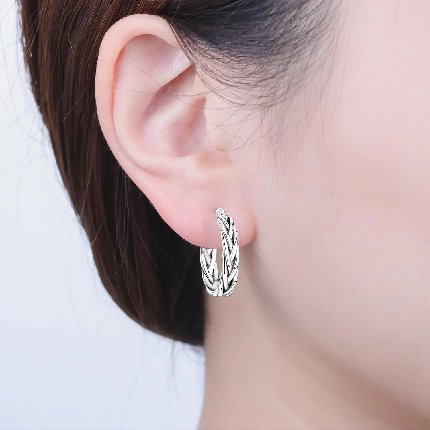 PANPOKI Orecchini a fiori 925 Argento Sterling con zirconia – S925 Orecchini a cerchio incisi come regalo per donne | Ipoallergenici e leggeri | Scatola regalo + panno per la pulizia, Universal - immagine 4