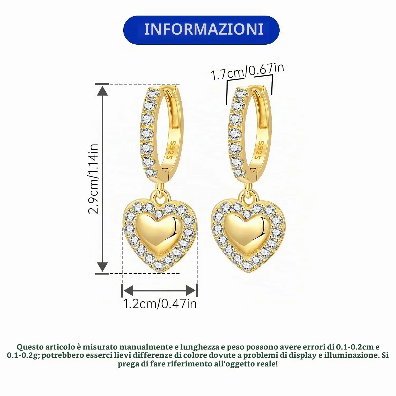 CYMYSS Orecchini Oro Donna in Argento 925 Placcato Oro 18K, Orecchini Dorati Eleganti e Leggeri, Gioielli Donna per Uso Quotidiano, Occasioni Speciali e Regalo - immagine 2