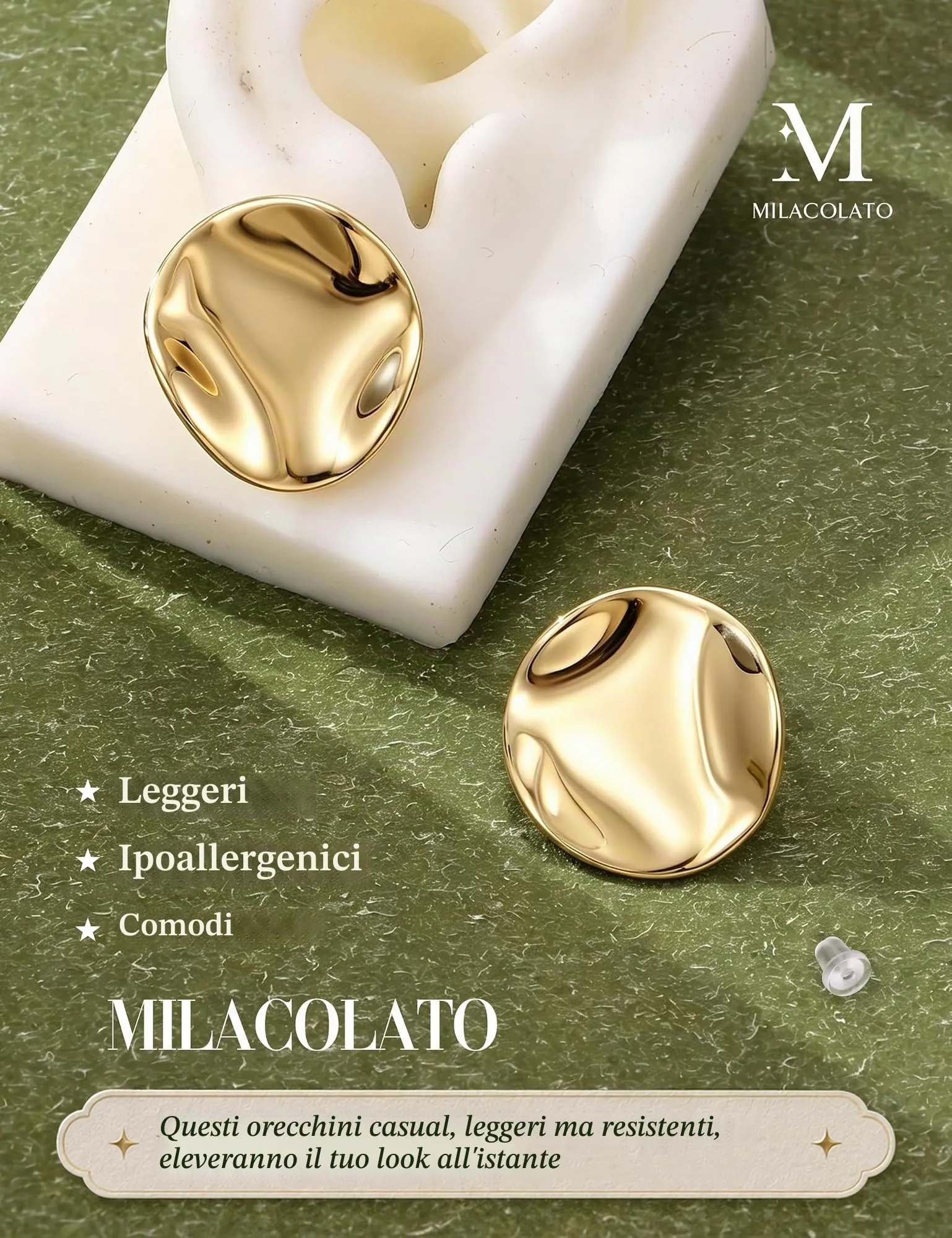 MILACOLATO Orecchini Donna Statement Orecchini Acciaio Inossidabile - immagine 5