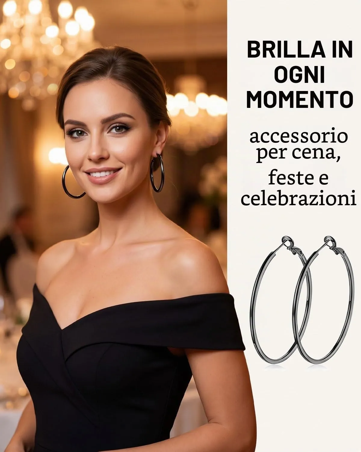 LEEQBCR Orecchini a Cerchio Donna Nero Acciaio Inossidabile 6 Coppie 6 Dimensioni Orecchini Sottili Ipoallergenici a Cerchio Acciaio Inossidabile Donna Set Regalo Gioielli Moda - immagine 2