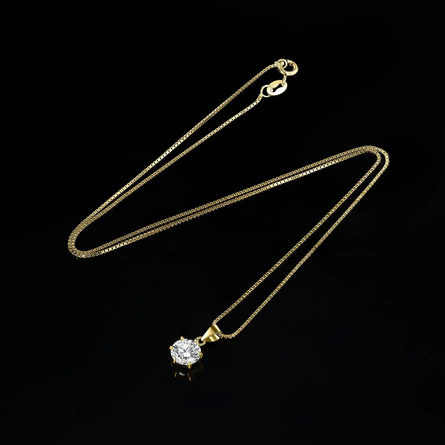 JewelryPalace 1ct Collana Solitario Donna placcato oro giallo 14K con Creato Moissanite, Collana Dorata Ciondolo Pietra Rotonda con Catena Maglia 45cm, Collane Pendenti in Oro Set Gioielli Donna - immagine 5