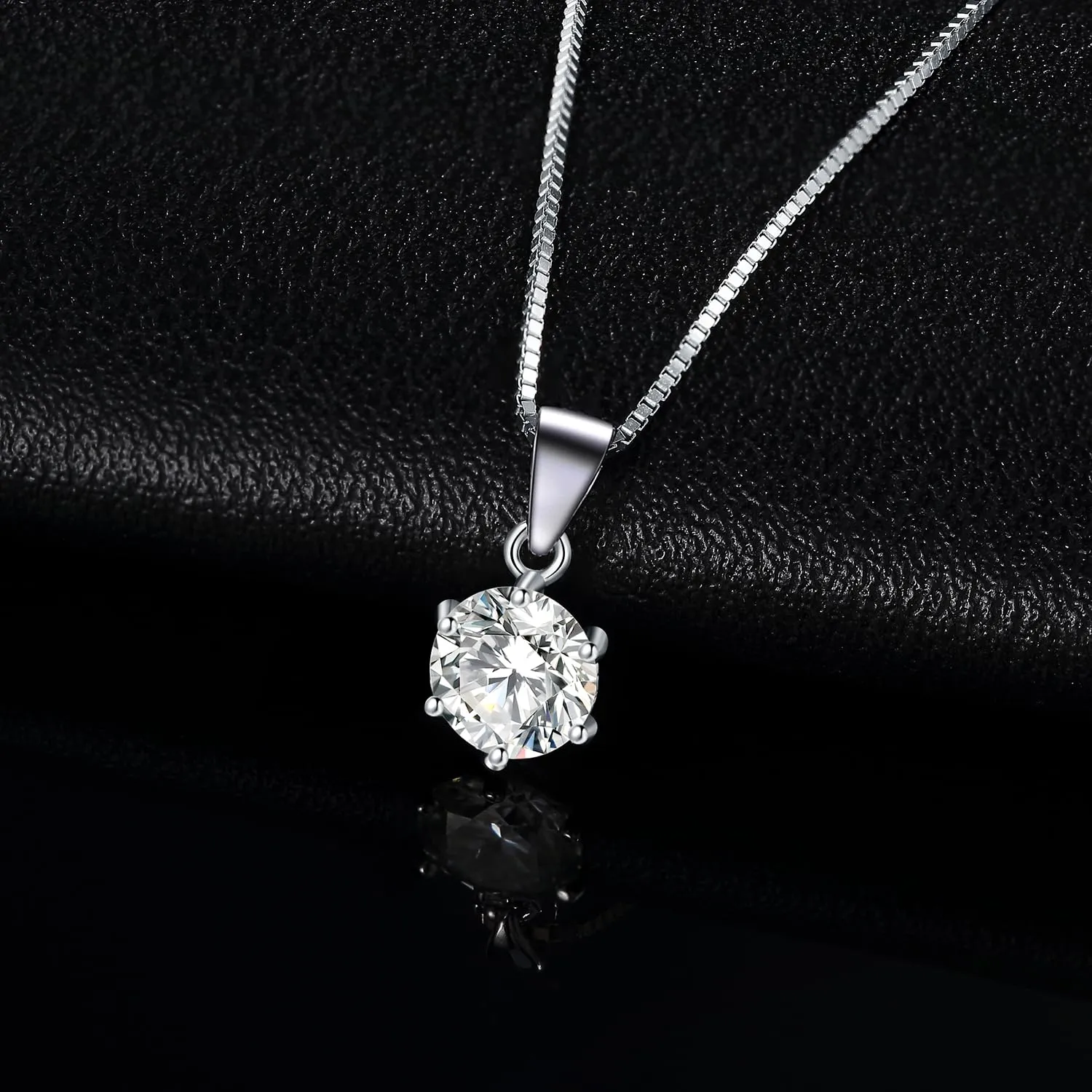 JewelryPalace 1ct Collana Solitario Donna placcato oro bianco 14K con Creato Moissanite, Collana Ciondolo Pietra Rotonda Catena Veneziana 45cm, Collane Pendenti Lunghe Matrimonio Set Gioielli Donna - immagine 3