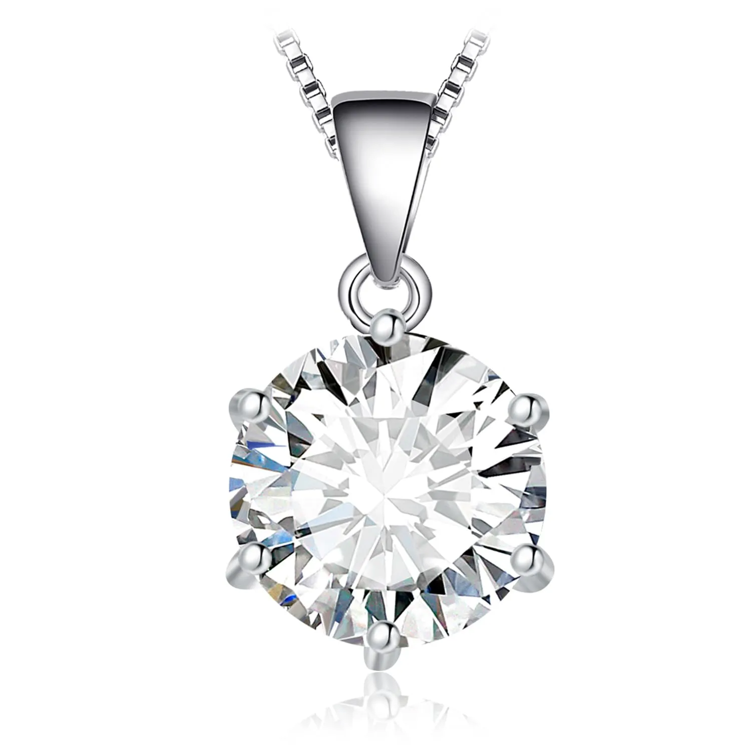 JewelryPalace 3ct Collana Solitario Donna placcato oro bianco 14K con Creato Moissanite, Collana Ciondolo Pietra Rotonda Catena Veneziana 45cm, Collane Pendenti Lunghe Matrimonio Set Gioielli Donna - immagine 1