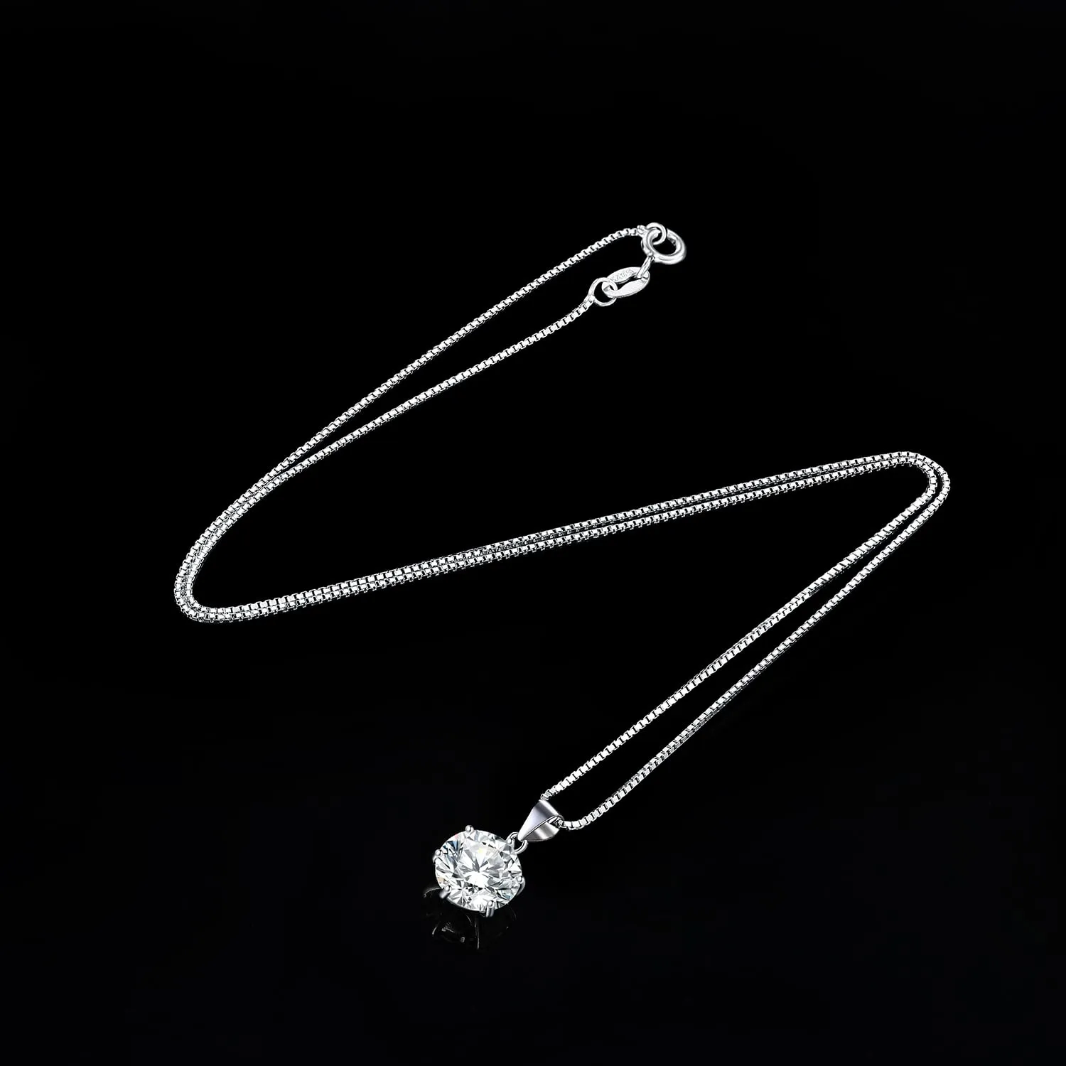JewelryPalace 3ct Collana Solitario Donna placcato oro bianco 14K con Creato Moissanite, Collana Ciondolo Pietra Rotonda Catena Veneziana 45cm, Collane Pendenti Lunghe Matrimonio Set Gioielli Donna - immagine 5