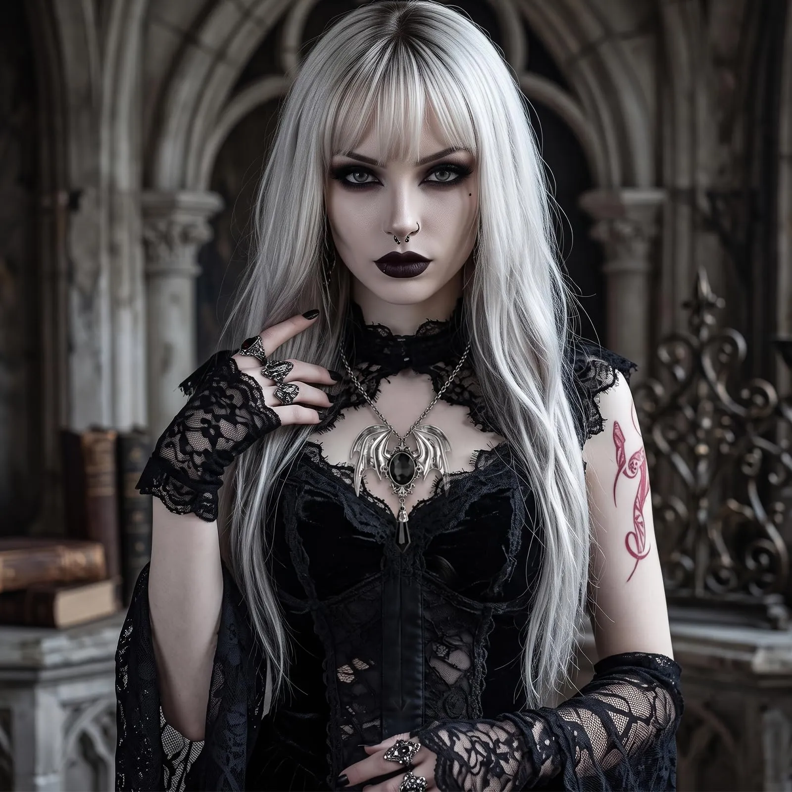ZOSIGN Collana Pipistrello, Nero Collana Gotica Pipistrello, Collane Goth Donna, Collane Pipistrellus Donna, Accessori Gotici da Vampiro, Regali per Halloween E Carnevale per Donne - immagine 4