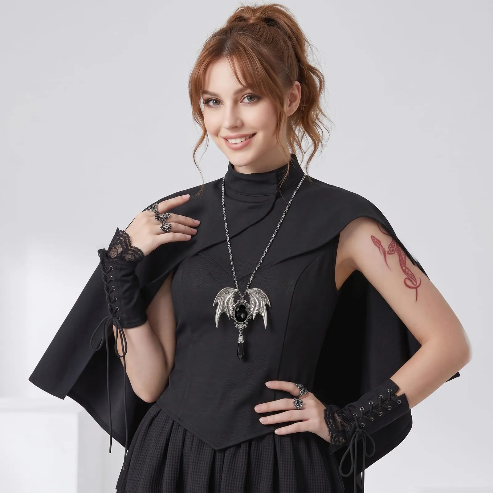 ZOSIGN Collana Pipistrello, Nero Collana Gotica Pipistrello, Collane Goth Donna, Collane Pipistrellus Donna, Accessori Gotici da Vampiro, Regali per Halloween E Carnevale per Donne - immagine 6