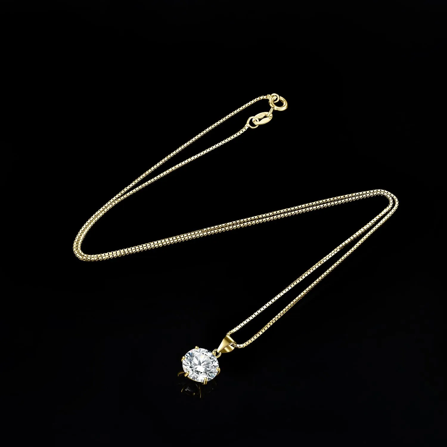 JewelryPalace 3ct Collana Solitario Donna placcato oro giallo 14K con Creato Moissanite, Collana Dorata Ciondolo Pietra Rotonda con Catena Maglia 45cm, Collane Pendenti in Oro Set Gioielli Donna - immagine 5