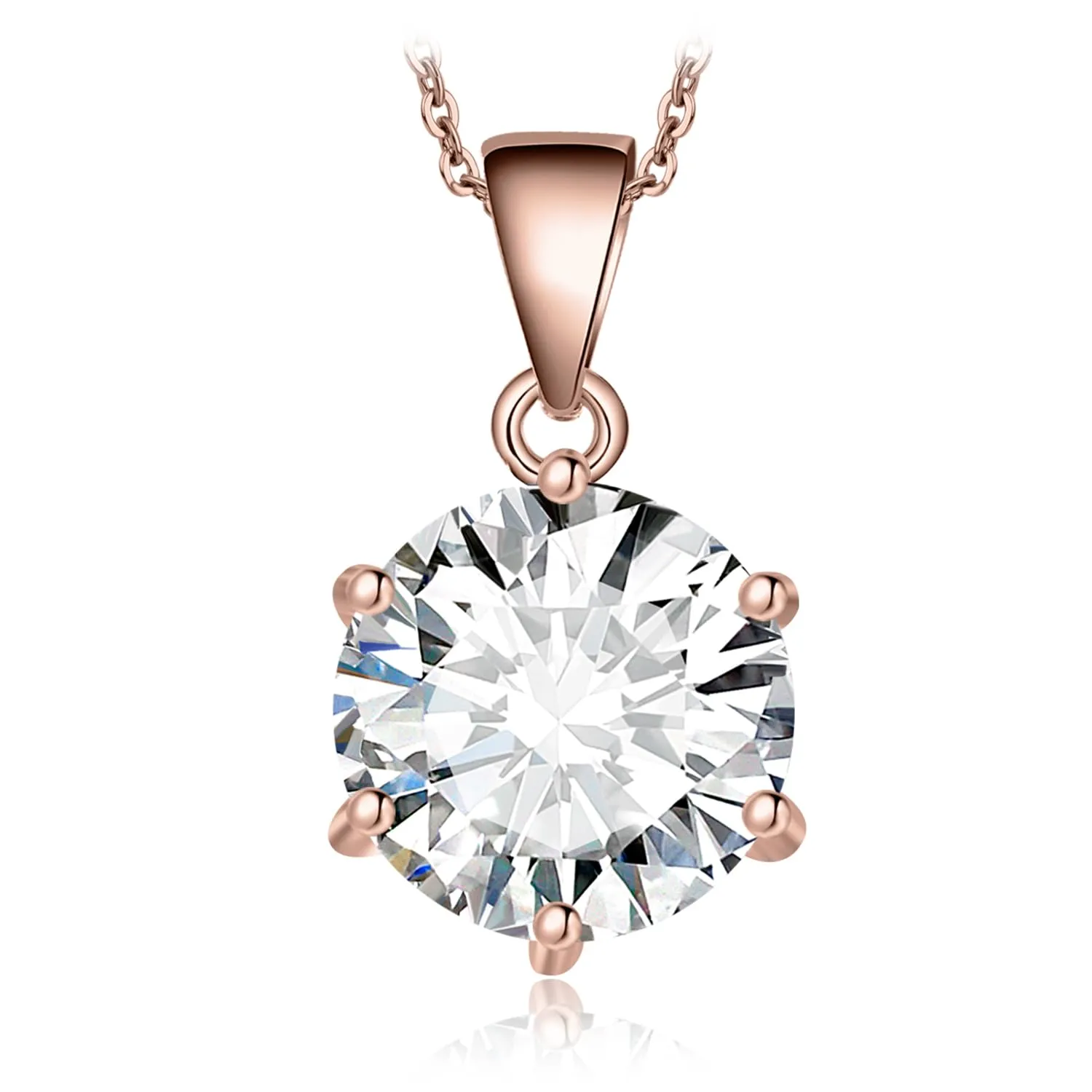 JewelryPalace 3ct Collana Solitario Donna placcato oro rosa 14K con Creato Moissanite, Collana Ciondolo Pietra a Taglio Rotondo con Catena Maglia 45cm, Collane Pendenti in Oro Rosa Set Gioielli Donna - immagine 1