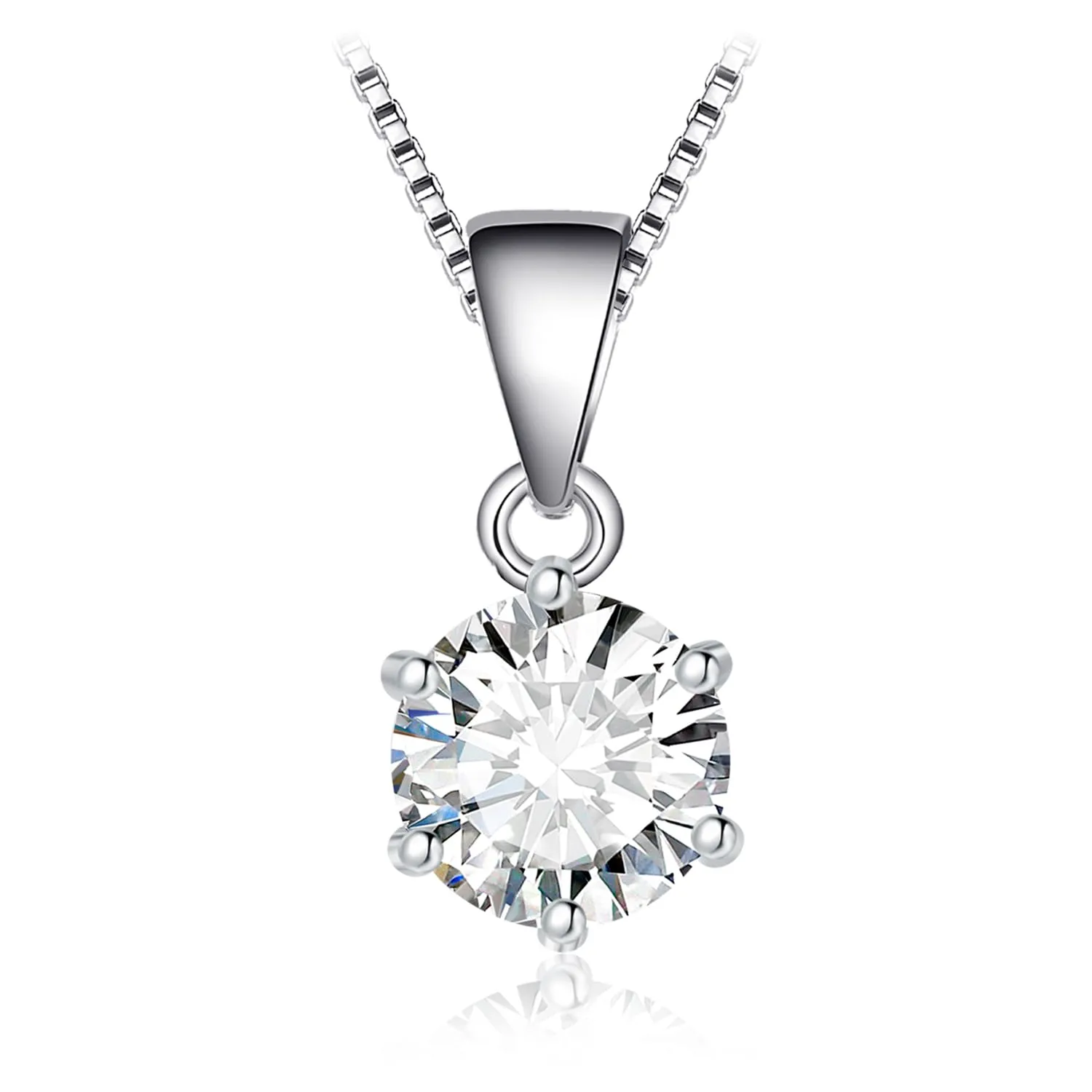 JewelryPalace 0.5ct Collana Solitario Donna placcato oro bianco 14K con Creato Moissanite, Collana Ciondolo Pietra a Taglio Rotondo con Catena Veneziana 45cm, Collane Pendenti Set Gioielli Donna - immagine 1