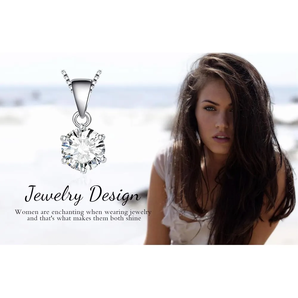 JewelryPalace 0.5ct Collana Solitario Donna placcato oro bianco 14K con Creato Moissanite, Collana Ciondolo Pietra a Taglio Rotondo con Catena Veneziana 45cm, Collane Pendenti Set Gioielli Donna - immagine 6