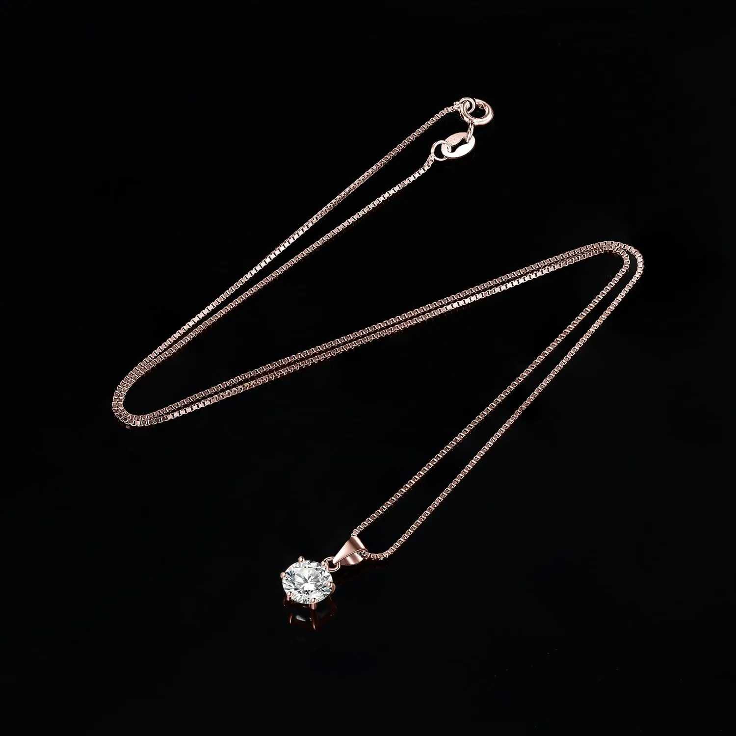 JewelryPalace 1ct Collana Solitario Donna placcato oro rosa 14K con Creato Moissanite, Collana Ciondolo Pietra a Taglio Rotondo con Catena Maglia 45cm, Collane Pendenti in Oro Rosa Set Gioielli Donna - immagine 5