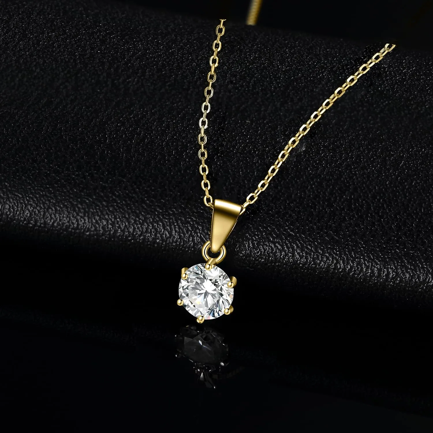 JewelryPalace 0.5ct Collana Solitario Donna placcato oro giallo 14K con Creato Moissanite, Collana Ciondolo Pietra Rotonda con Catena Maglia 45cm, Collane Pendenti Dorati in Oro Set Gioielli Donna - immagine 3