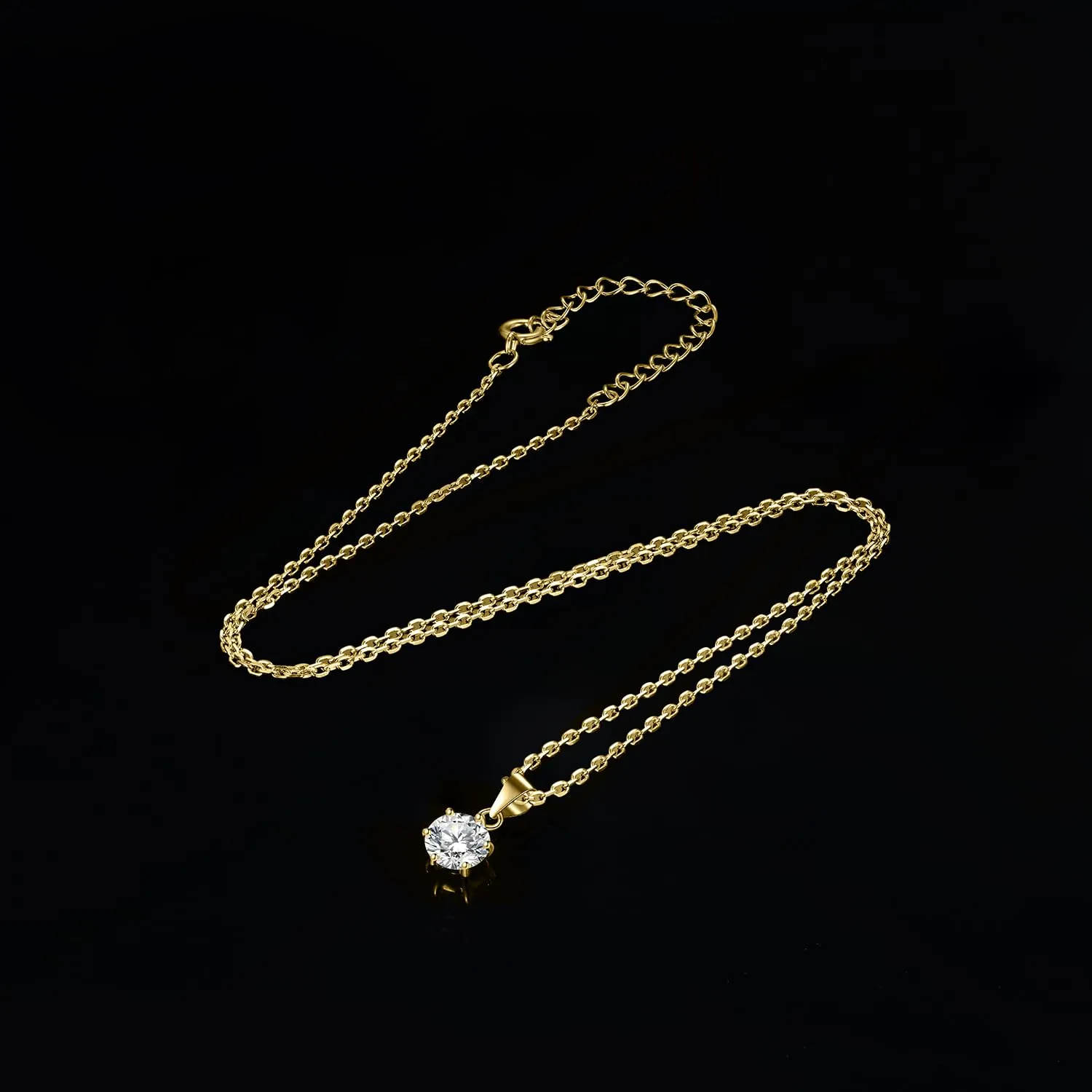 JewelryPalace 0.5ct Collana Solitario Donna placcato oro giallo 14K con Creato Moissanite, Collana Ciondolo Pietra Rotonda con Catena Maglia 45cm, Collane Pendenti Dorati in Oro Set Gioielli Donna - immagine 5