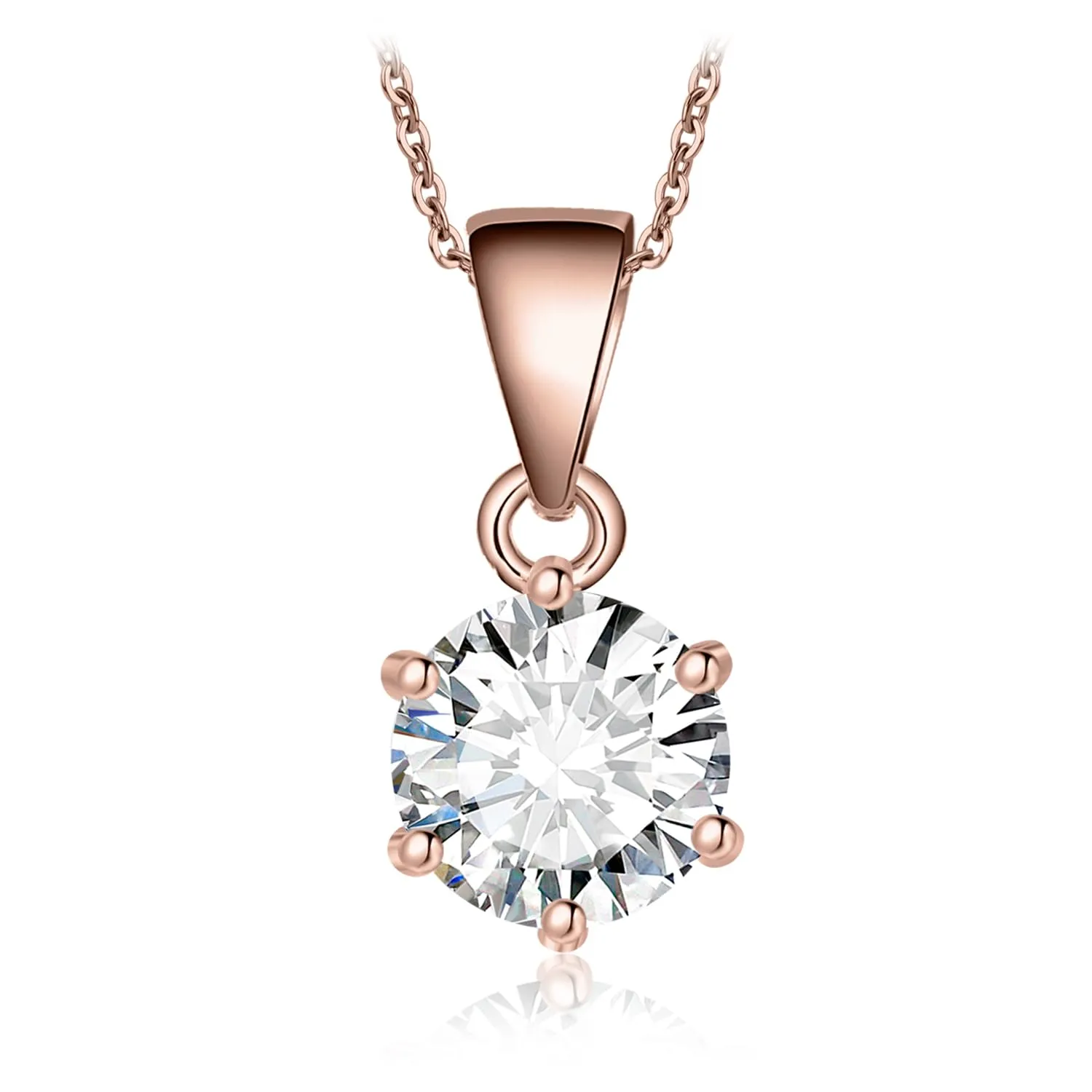 JewelryPalace 0.5ct Collana Solitario Donna placcato oro rosa 14K con Creato Moissanite, Collana Ciondolo Pietra Rotonda con Catena Maglia 45cm, Collane Pendenti in Oro Rosa Set Gioielli Donna - immagine 1