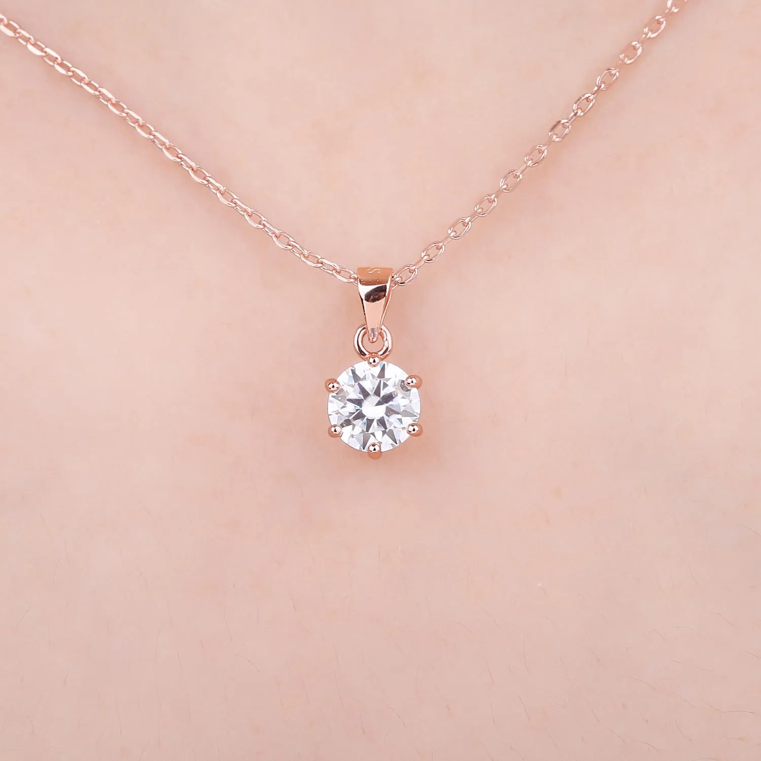 JewelryPalace 0.5ct Collana Solitario Donna placcato oro rosa 14K con Creato Moissanite, Collana Ciondolo Pietra Rotonda con Catena Maglia 45cm, Collane Pendenti in Oro Rosa Set Gioielli Donna - immagine 4