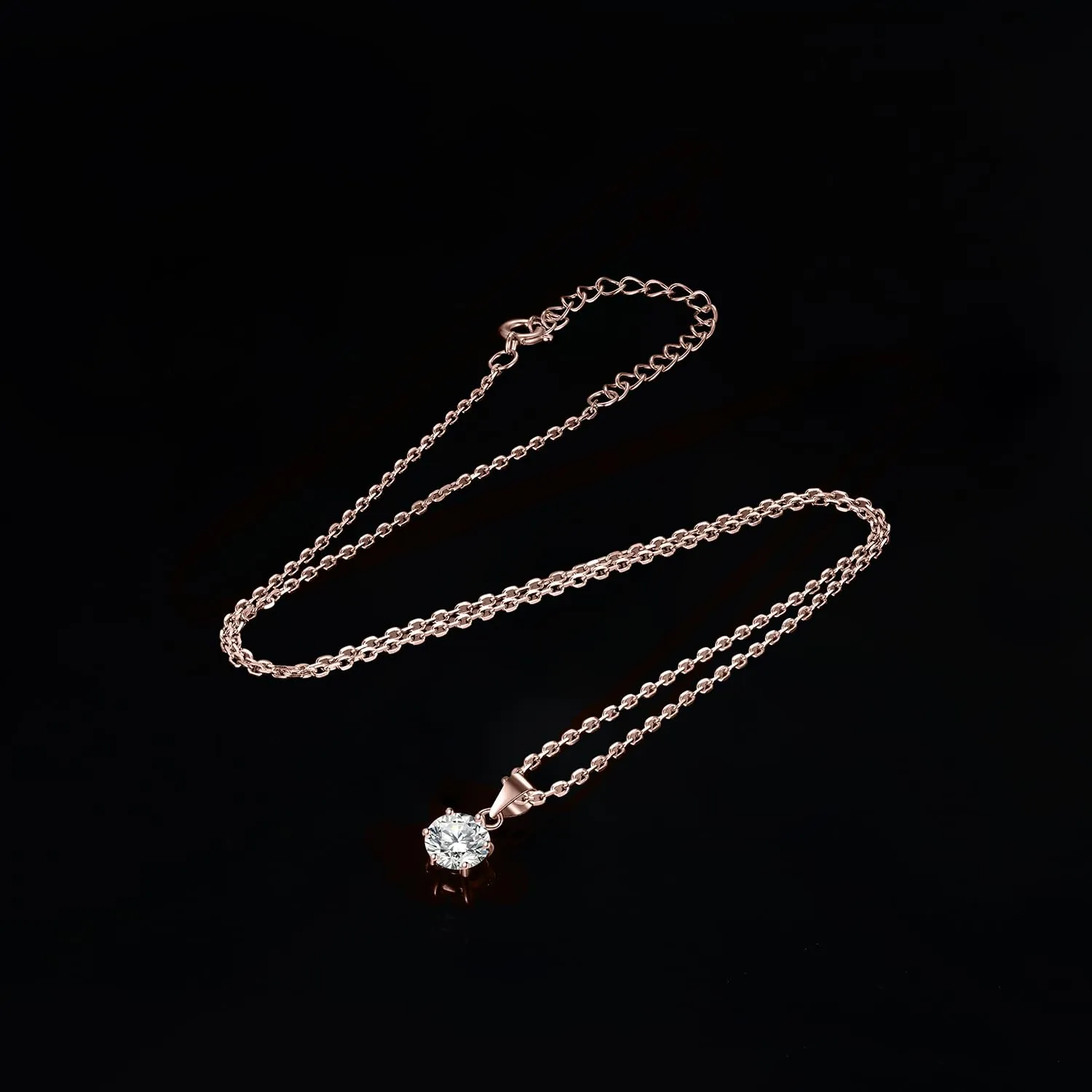 JewelryPalace 0.5ct Collana Solitario Donna placcato oro rosa 14K con Creato Moissanite, Collana Ciondolo Pietra Rotonda con Catena Maglia 45cm, Collane Pendenti in Oro Rosa Set Gioielli Donna - immagine 5