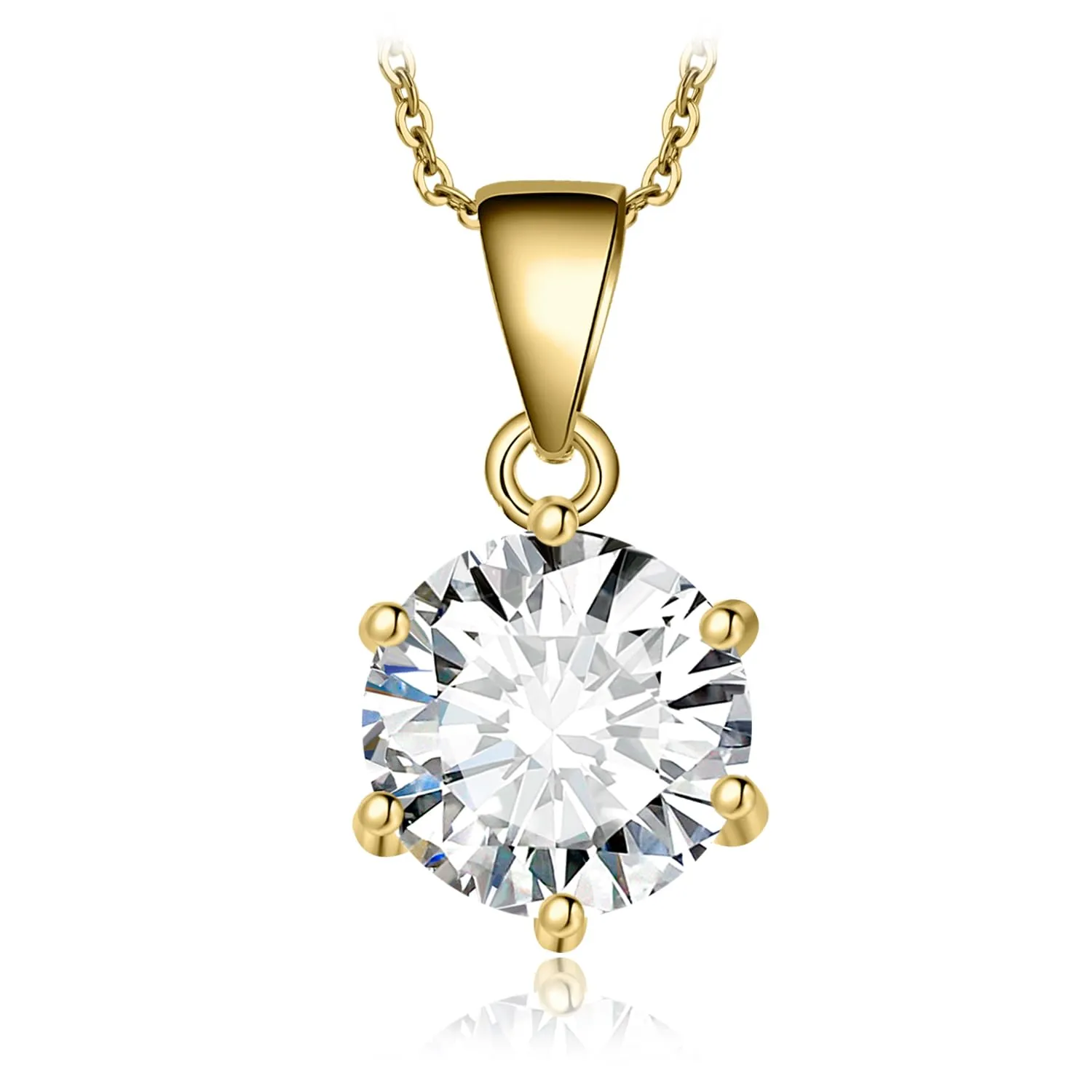 JewelryPalace 1.5ct Collana Solitario Donna placcato oro giallo 14K con Creato Moissanite, Collana Dorata Ciondolo Pietra Rotonda con Catena Maglia 45cm, Collane Pendenti in Oro Set Gioielli Donna - immagine 1