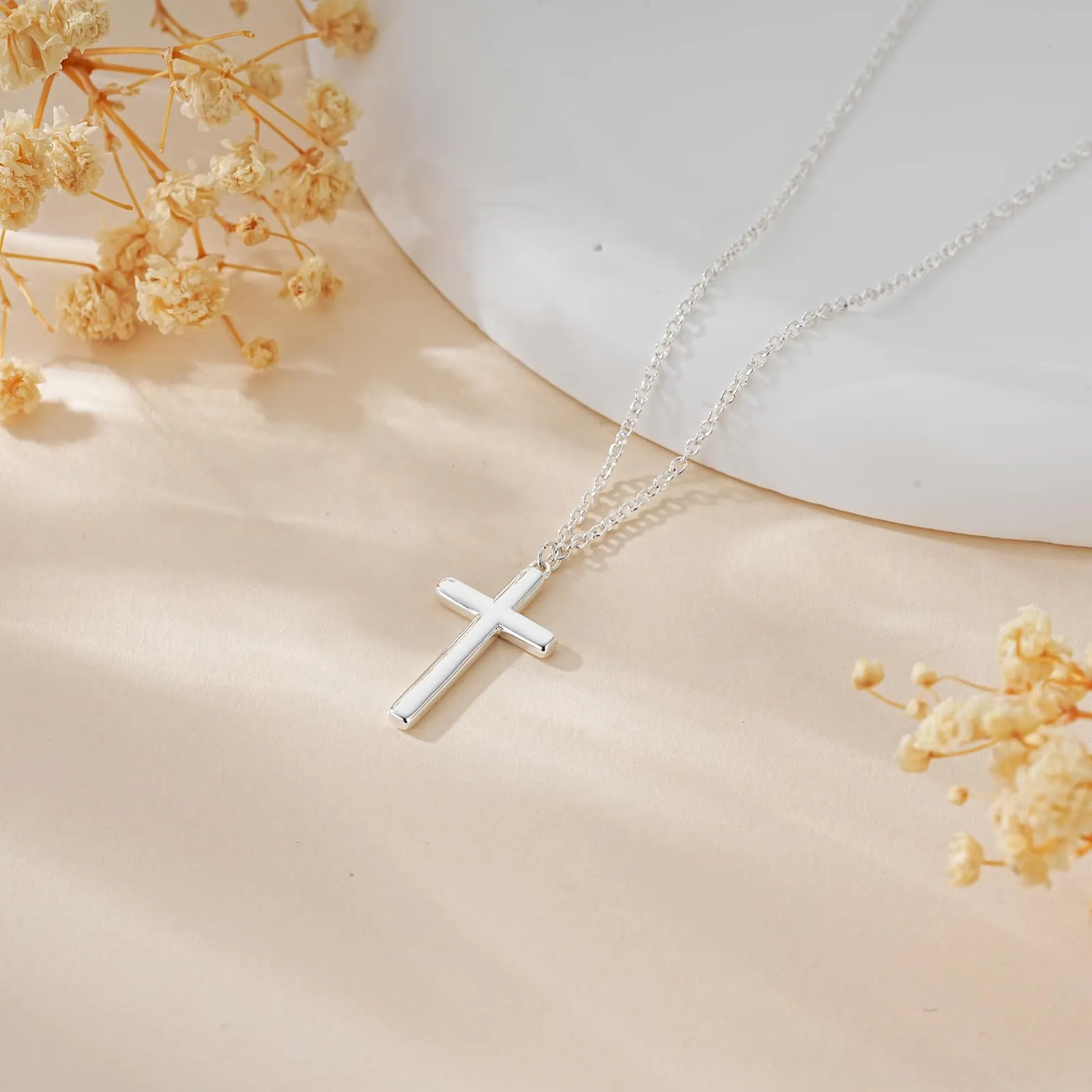 Collana con ciondolo a forma di croce in argento, collana con croce da - immagine 4