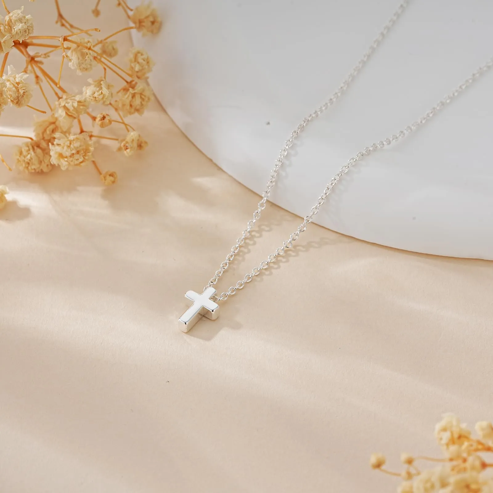 Collana con ciondolo a forma di croce, in argento, da donna, idea regalo - immagine 4