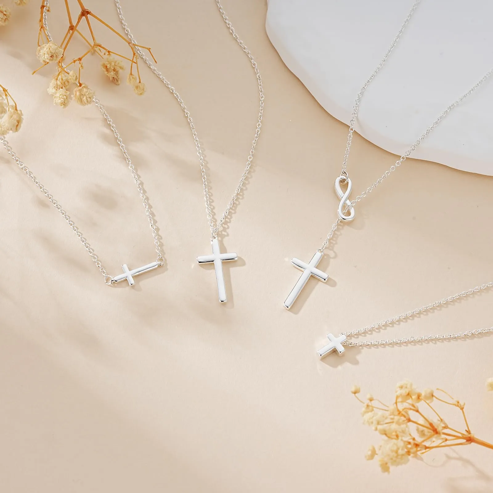 Collana con ciondolo a forma di croce, in argento, da donna, idea regalo - immagine 5