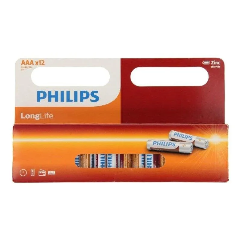 Pila Philips LongLife R03 AAA 1,5 V cloruro di zinco - immagine 1