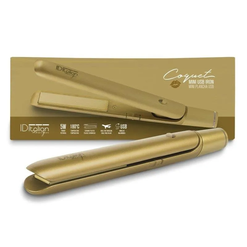 Piastra per Capelli Ceramica Italian Design Coquet USB 180 C Dorata - immagine 1