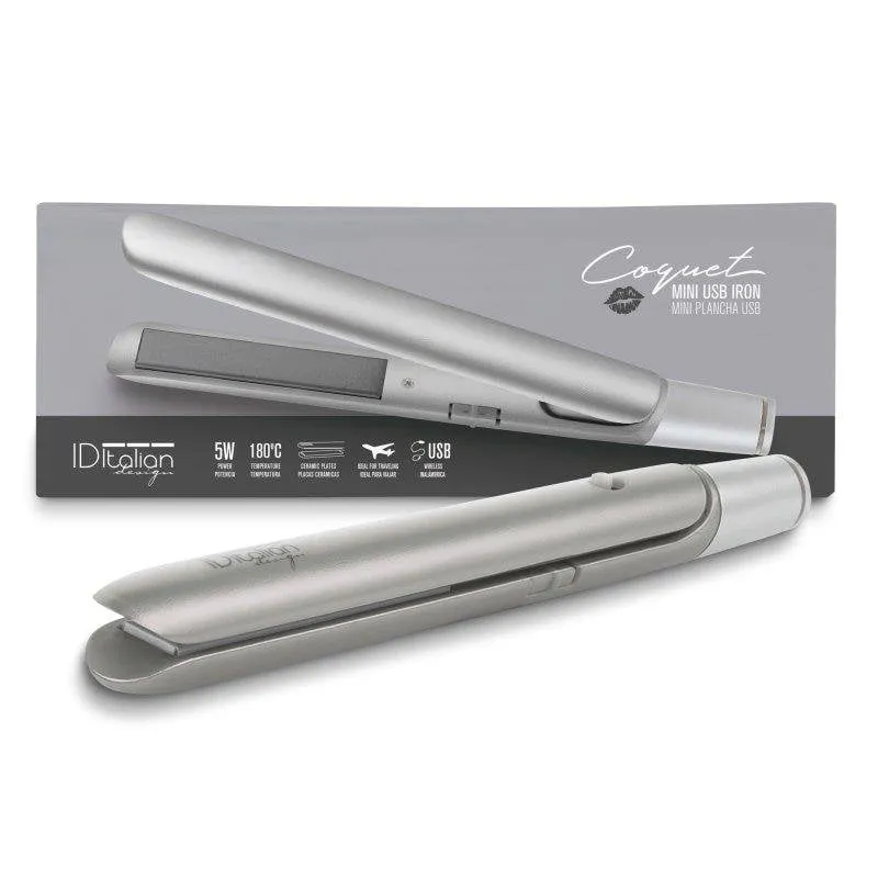 Piastra per Capelli Ceramica Italian Design Coquet USB 180 °C Argento - immagine 1