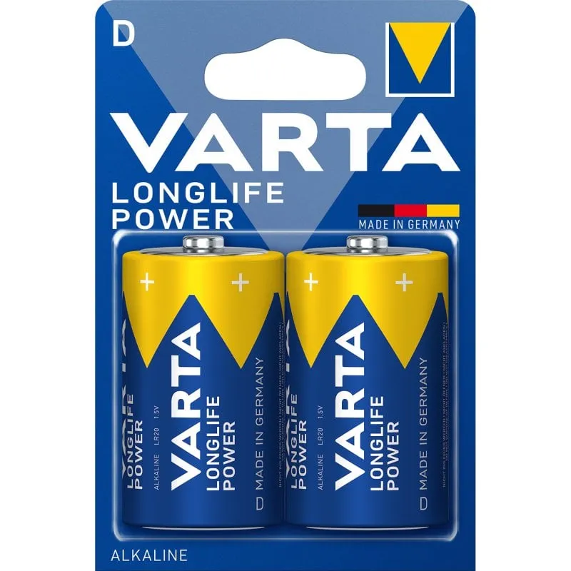 Varta Longlife Power, Batteria Alcalina, D, Mono, LR20, 1.5V, Blister da 2, Made in Germany - immagine 1