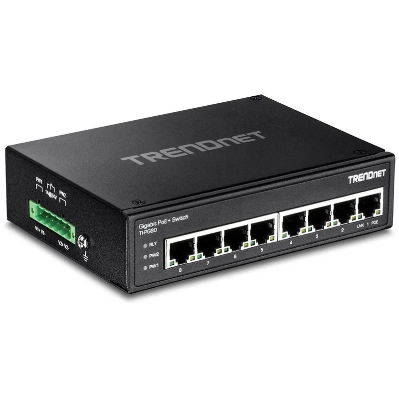 Trendnet TI-PG80 Switch industriale Gigabit PoE+ su guida DIN rinforzato 8 porte - immagine 1