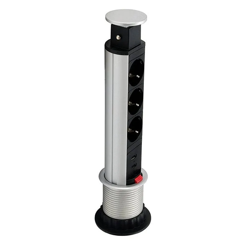 Equipaggia la ciabatta pop-up 333304 per tavolo 3 prese + 2 USB - immagine 1