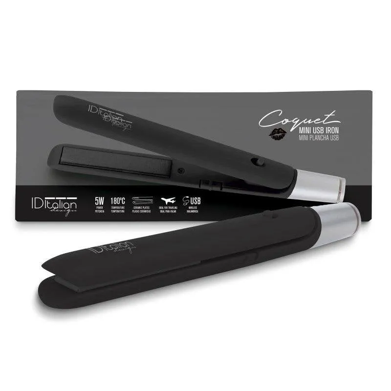 Piastra per Capelli in Ceramica Italian Design Coquet 180 °C USB Nera - immagine 1