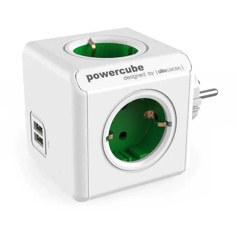 PowerCube USB 4 Prese Originali + 2 USB Verde - immagine 1