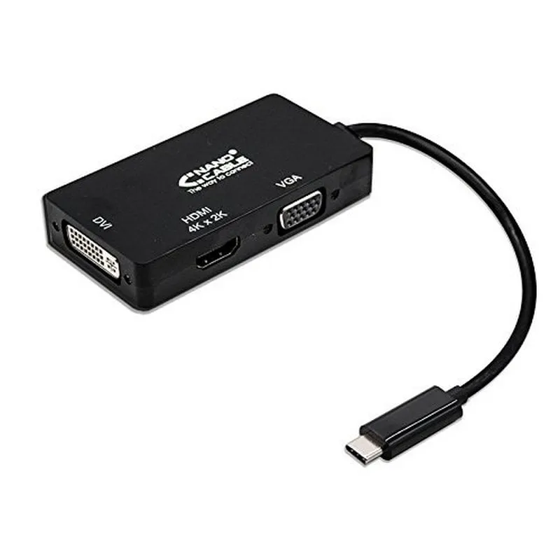 Nanocavo USB-C a VGA/DVI/HDMI Convertitore USB-C/M-VGA/H-DVI/H-HDMI/H Nero 10 cm - immagine 1