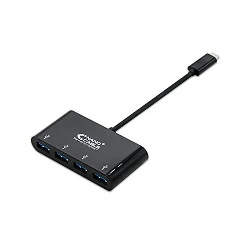Adattatore nanocavo da USB-C a 4x USB 3.0. USB-C/M-USB 3.0/H Nero 10 cm - immagine 1