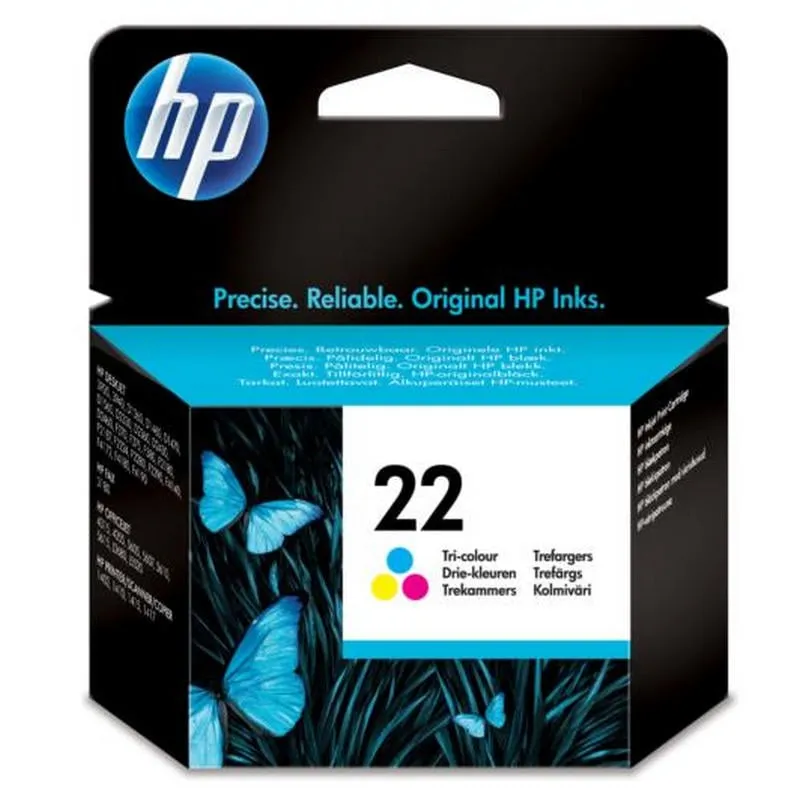 HP 22 Tri-color Original Ink Cartridge cartuccia d'inchiostro 1 pz Resa standard Ciano, Magenta, Giallo - immagine 1