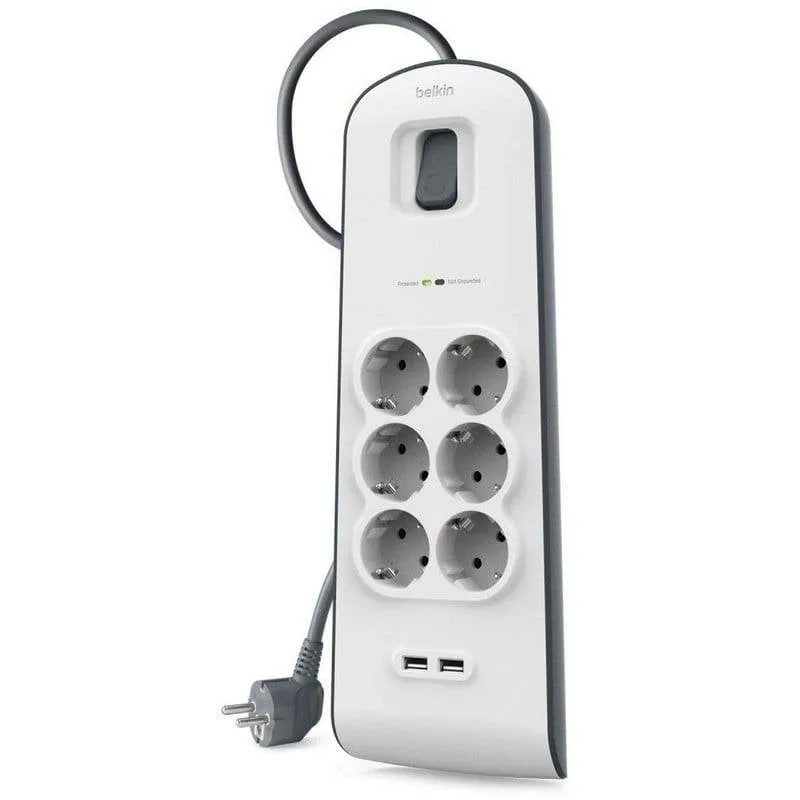 Multipresa Belkin BSV604vf2M 6 prese 2 USB-A protezione sovratensioni cavo 2 m - immagine 1