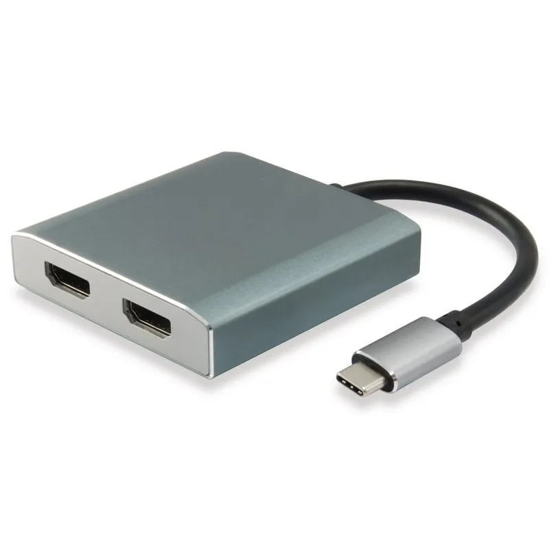 Dotato di adattatore USB-C a 2x HDMI femmina 4K 30Hz grigio - immagine 1