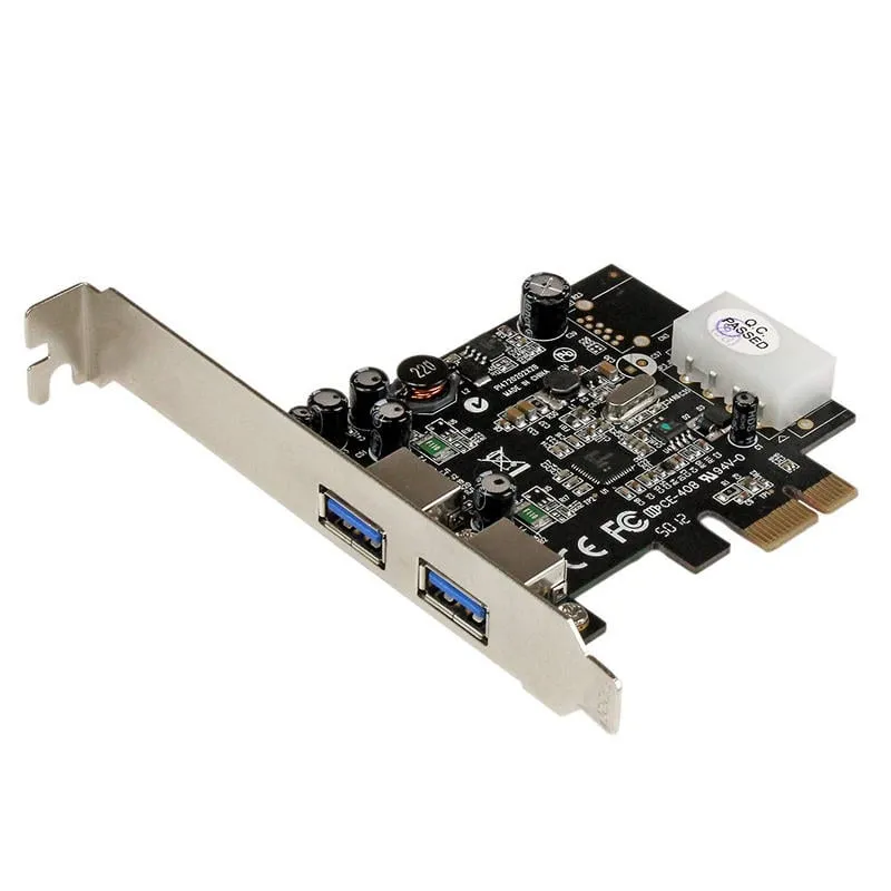 StarTech.com Adattatore scheda SuperSpeed USB 3.0 con 2 porte PCI Express (PCIe) con UASP - Alimentazione LP4 - immagine 1