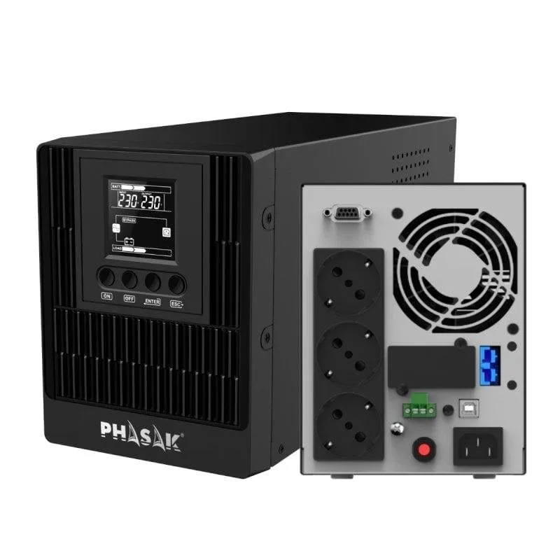 Sai Phasak 1000VA Batteria Piombo-Calcio 15min Online LCD SNMP - immagine 1