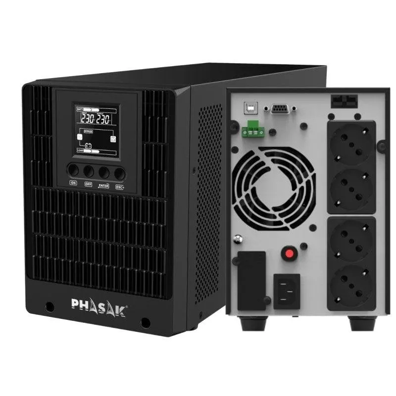 Sai Phasak 2000VA Batteria Piombo-Calcio 15min LCD Doppia Conversione - immagine 1