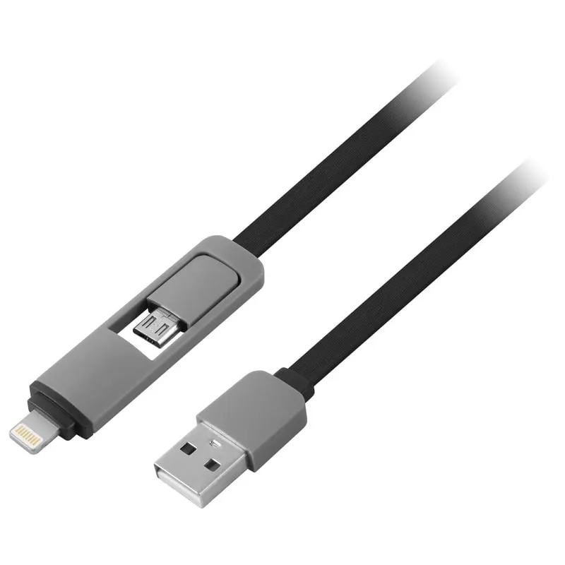 1Life pa: Cavo piatto 2in1 da USB/MicroUSB a Lightning 1m - immagine 1